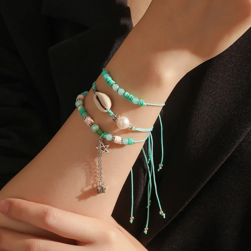 Flower Bee Butterfly Color Bead Five-Pointed Star Tassel Anklet