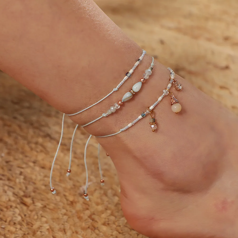 Flower Bee Butterfly Color Bead Five-Pointed Star Tassel Anklet