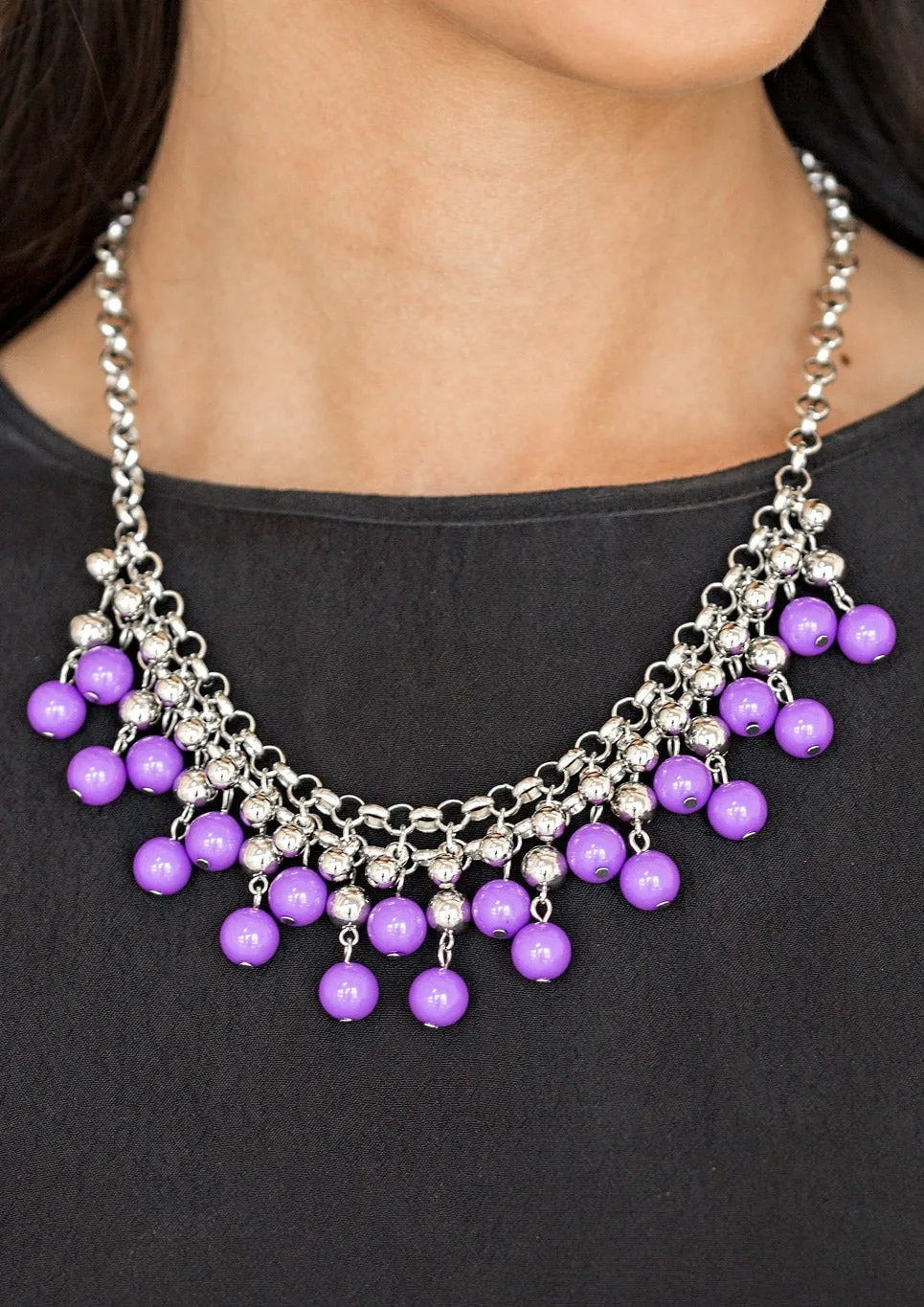 Friday Night Fringe Purple Necklace Set