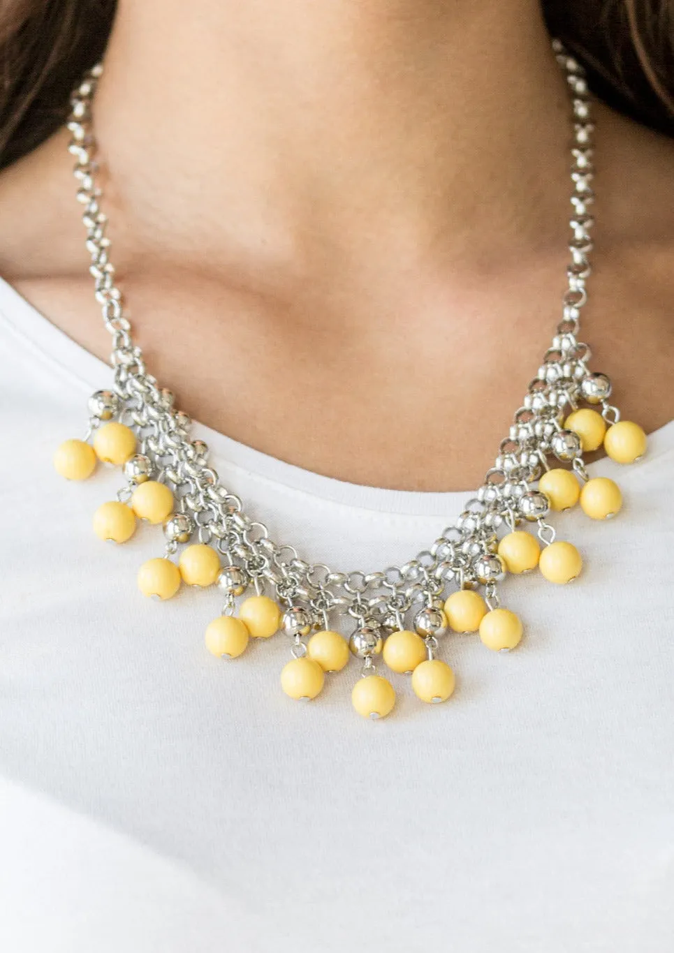  Friday Night Fringe Yellow Necklace Set