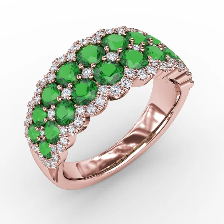 Get Sentimental Emerald and Diamond Double Row Ring