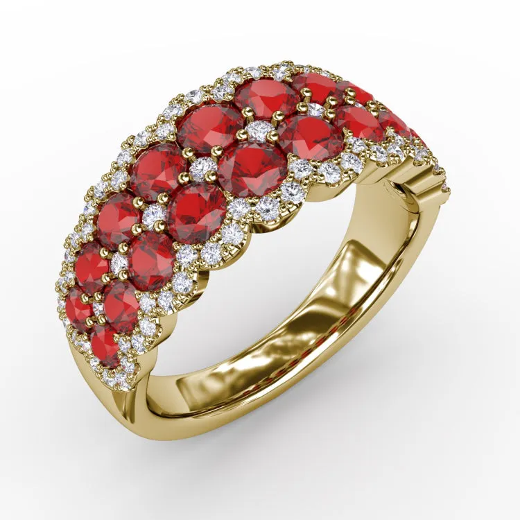 Get Sentimental Ruby and Diamond Double Row Ring