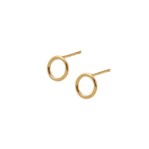 Gold Circle Tiny Stud Earrings