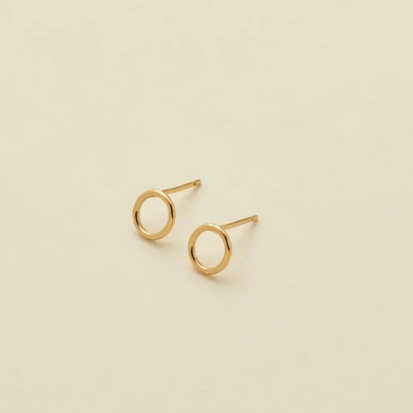 Gold Circle Tiny Stud Earrings