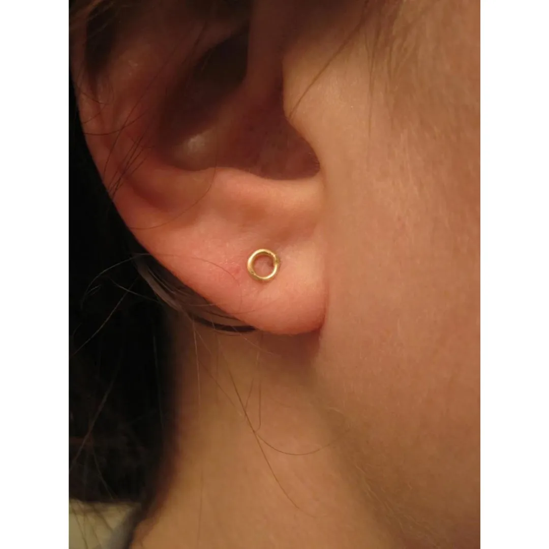 Gold Circle Tiny Stud Earrings