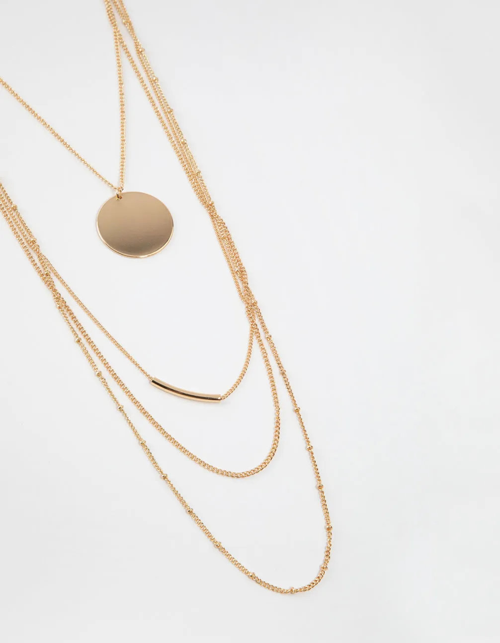 Gold Long Fine Chain 4-Row Necklace