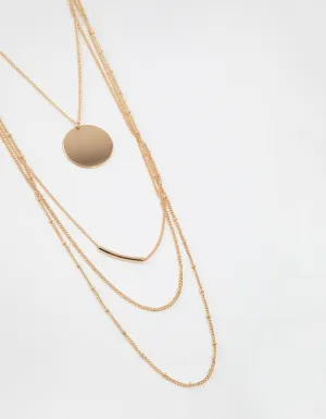 Gold Long Fine Chain 4-Row Necklace