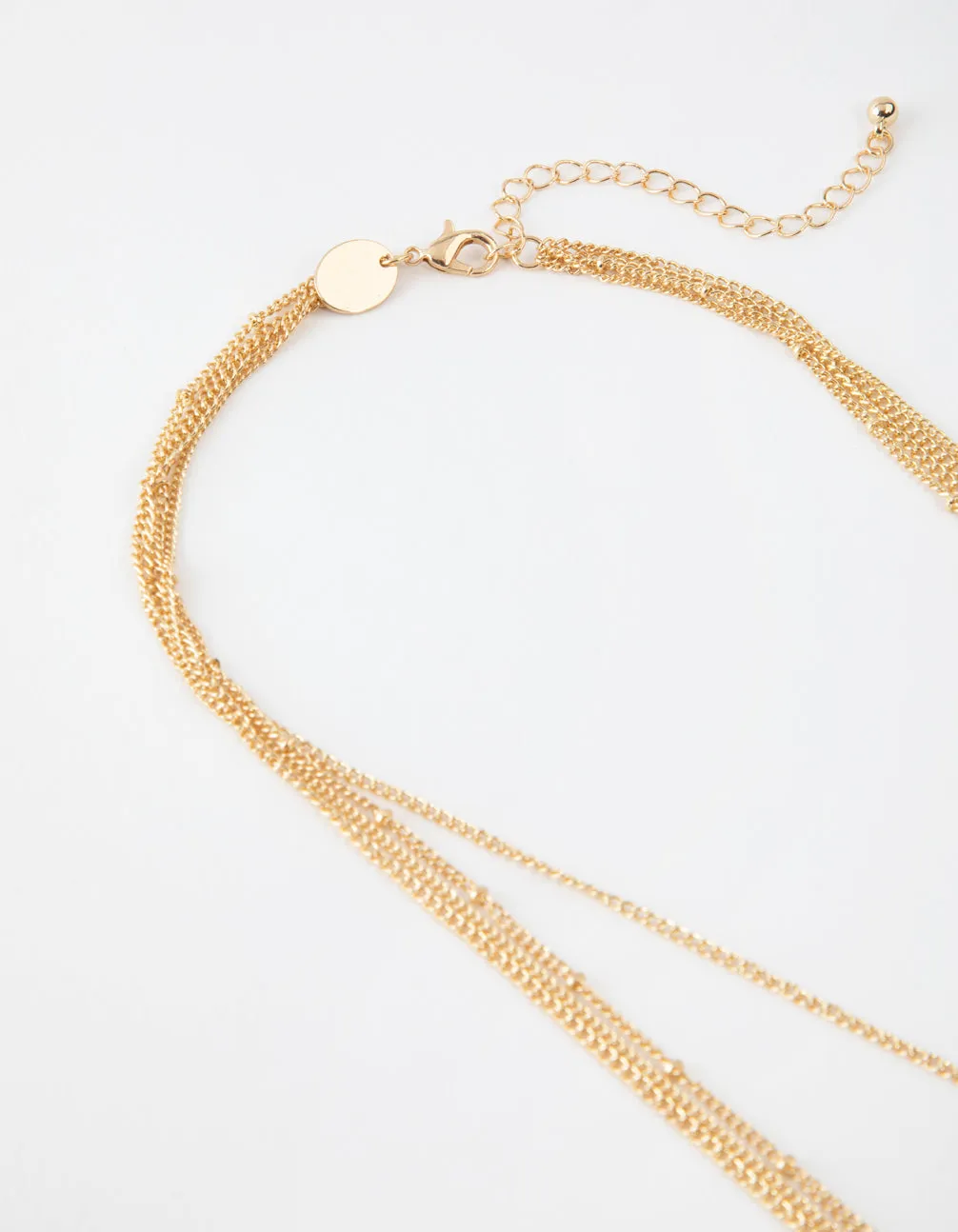 Gold Long Fine Chain 4-Row Necklace