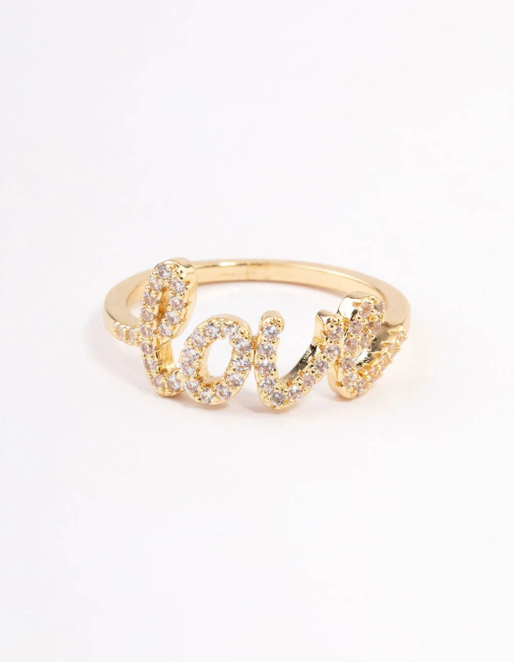 Gold Plated Love Script Ring