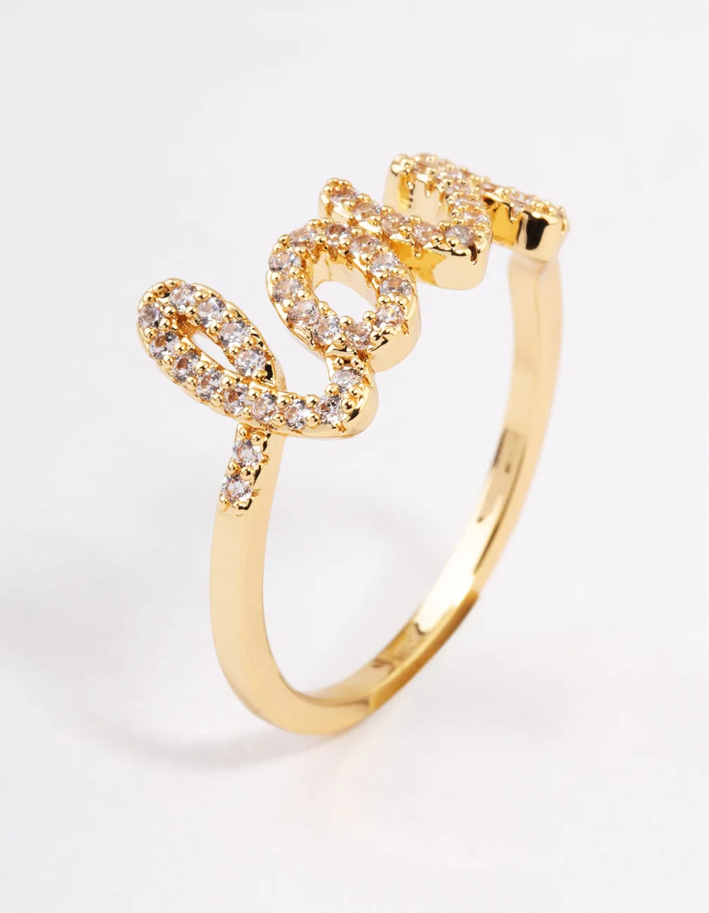 Gold Plated Love Script Ring