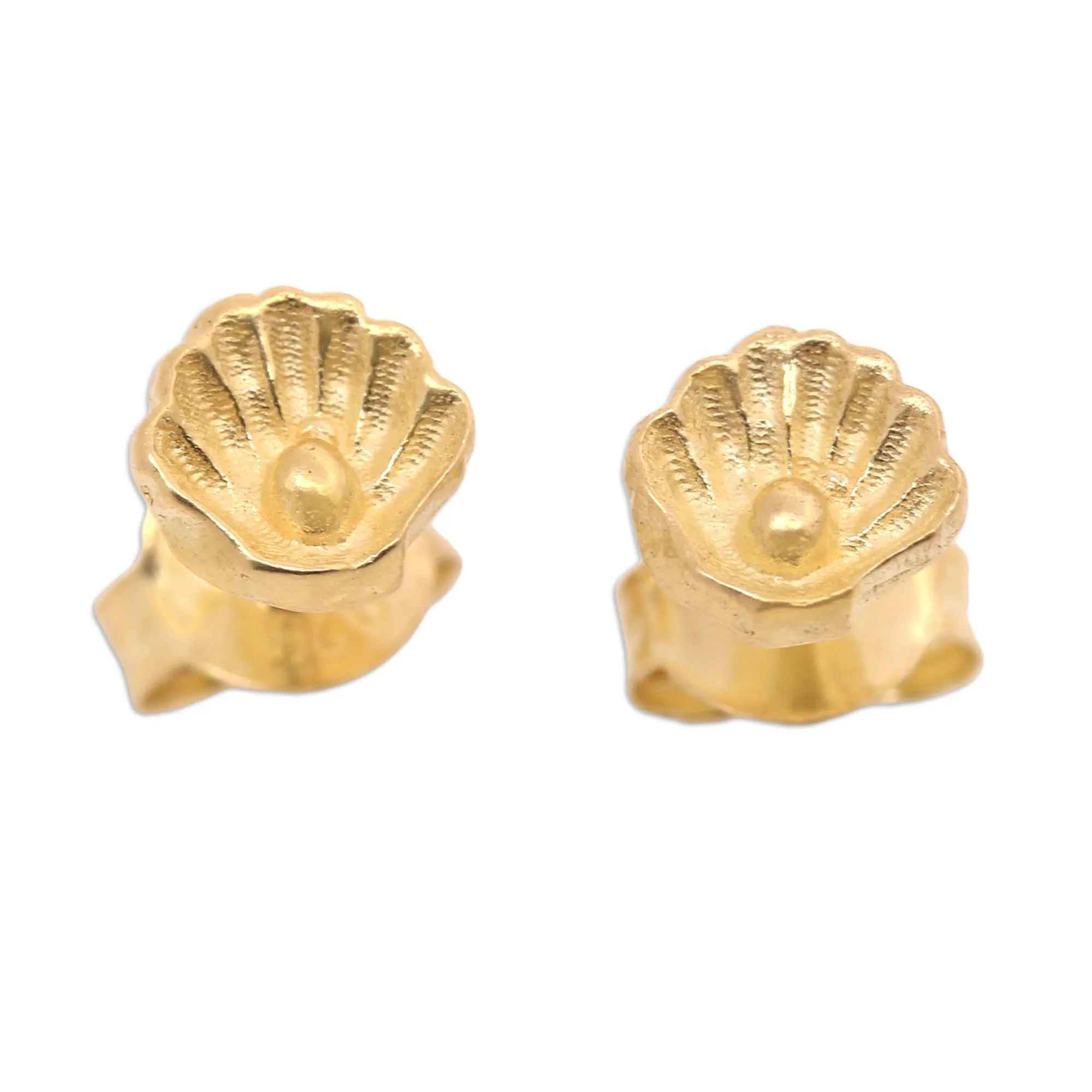 Golden Oyster Gold-Plated Oyster-Motif Stud Earrings