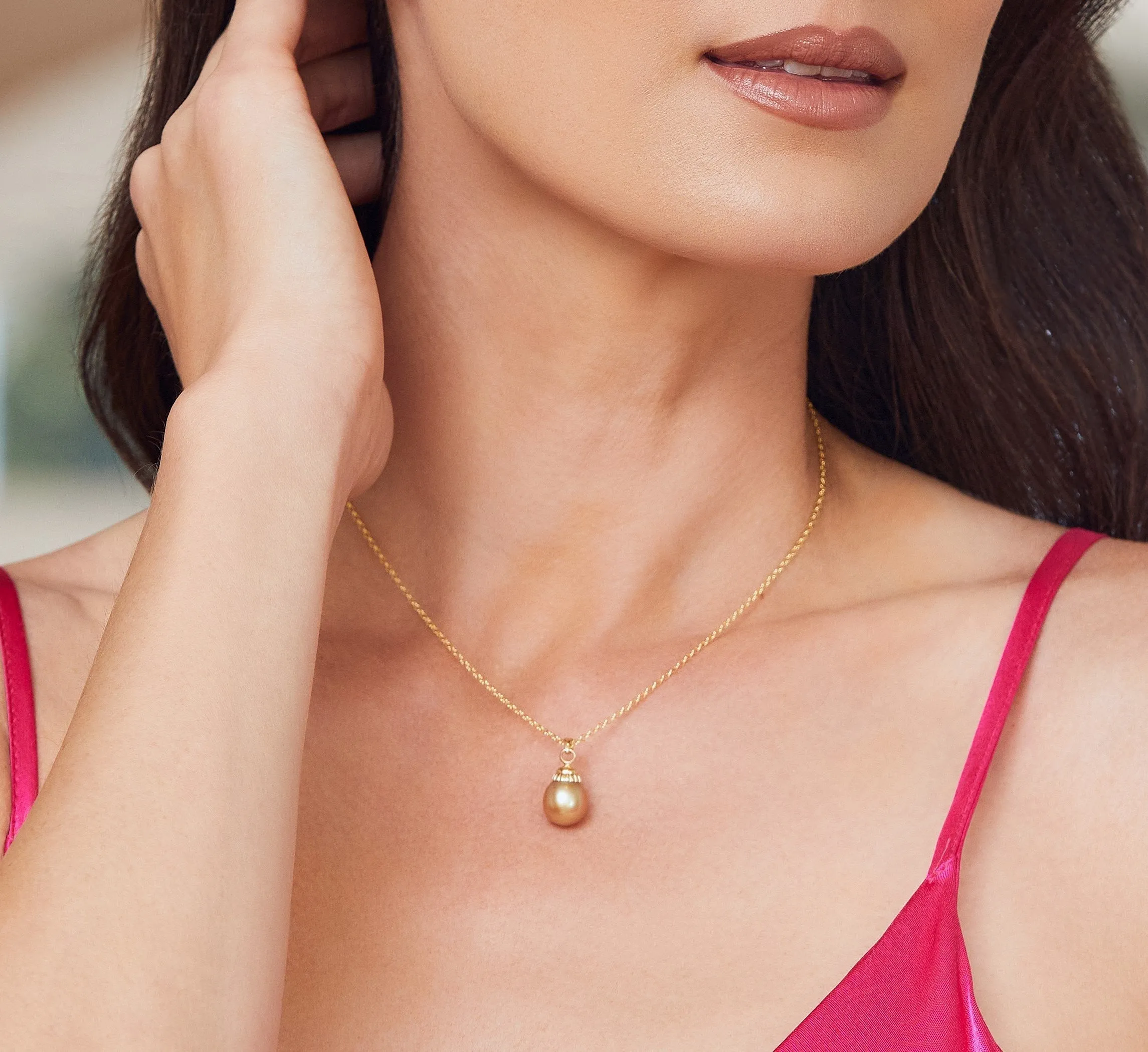 Golden South Sea Drop-Shape Pearl Solitaire Pendant