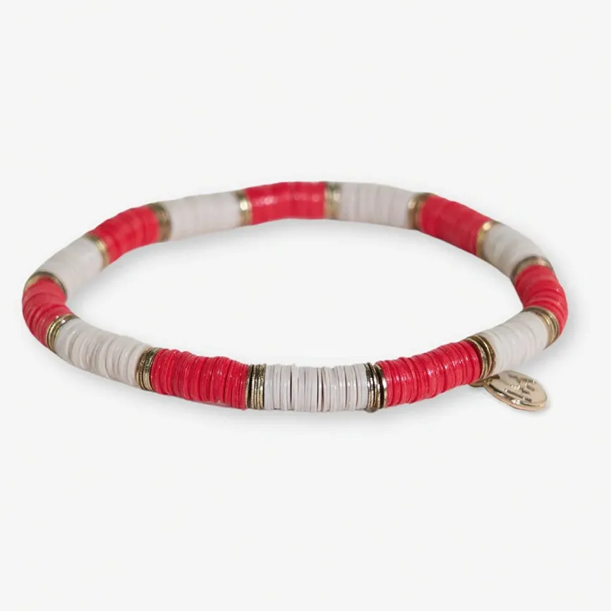 Grace Two-Colorblock Stretch Bracelet, Red/Ivory | Ink   Alloy