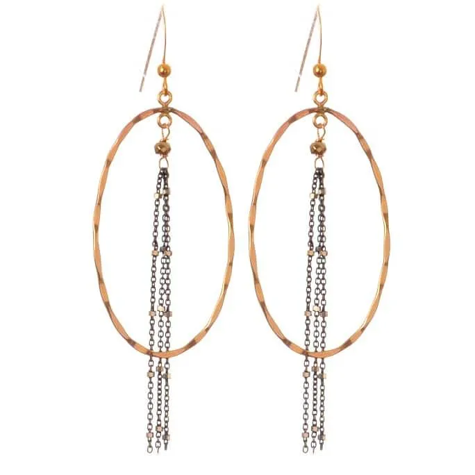 Hannah Chains Mix Metal Oval Hoop Earrings