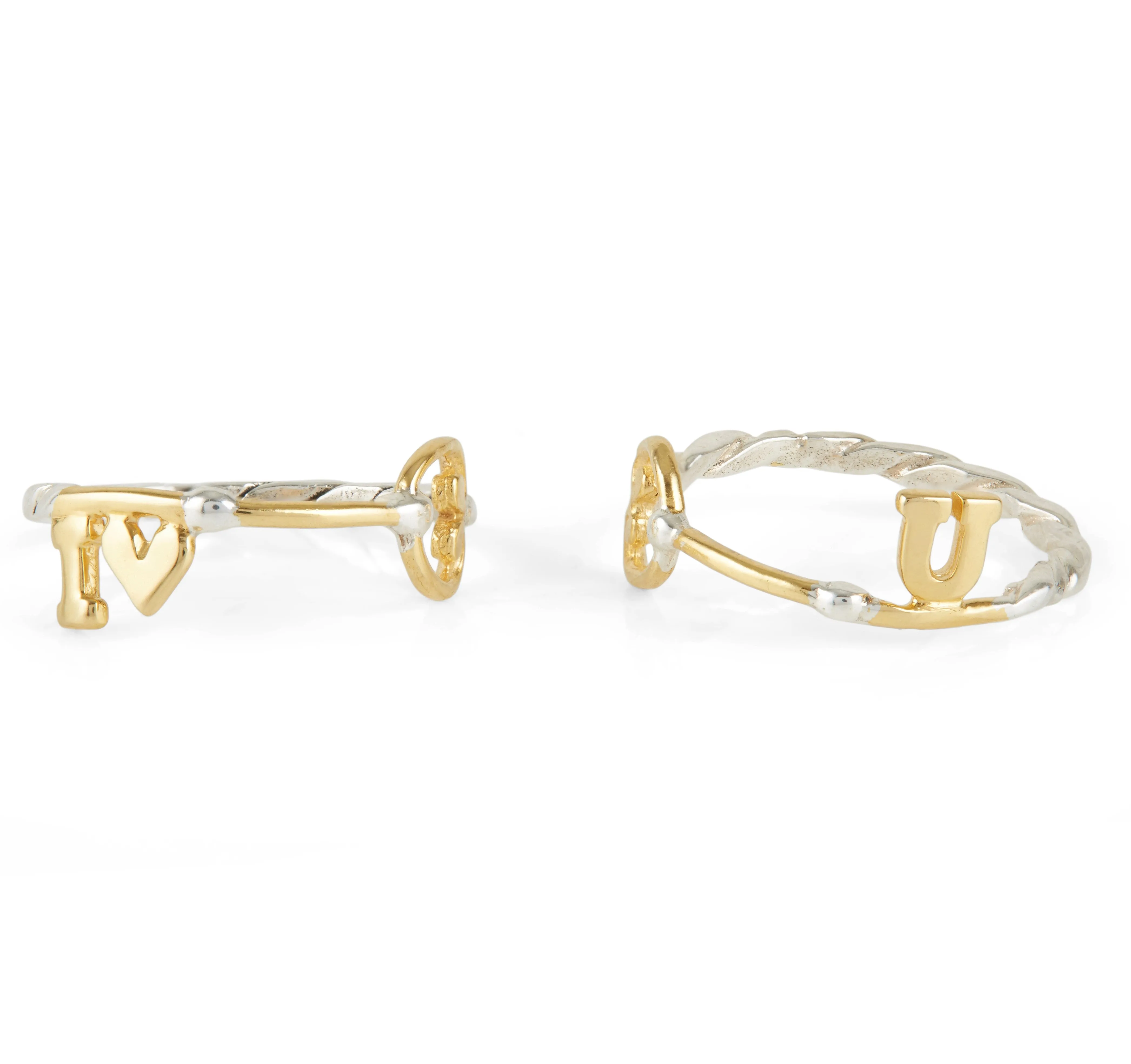 'I ♥ U' Set of 2 Key-Style Rings