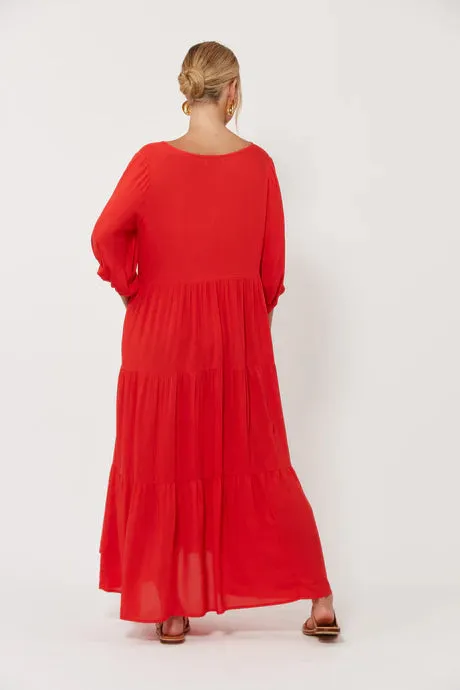 Isola Tiered Maxi Dress - Negroni