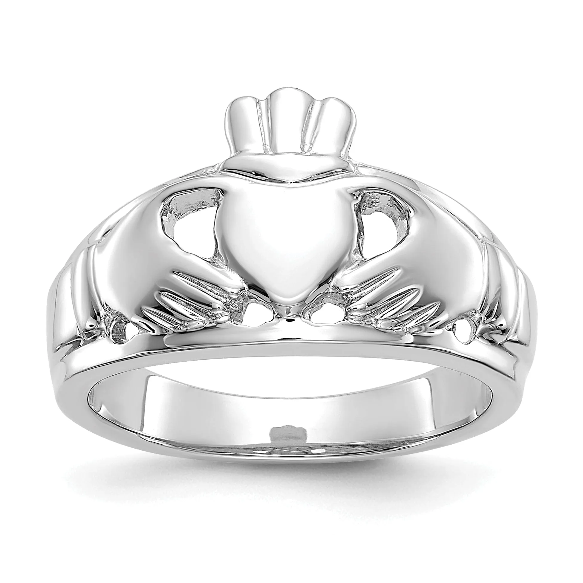 Ladies 14kt white gold claddagh ring