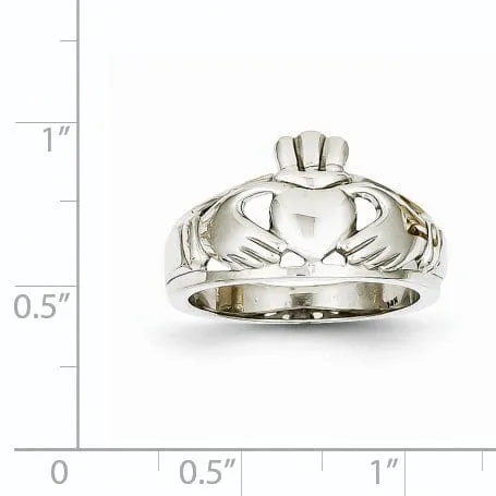 Ladies 14kt white gold claddagh ring