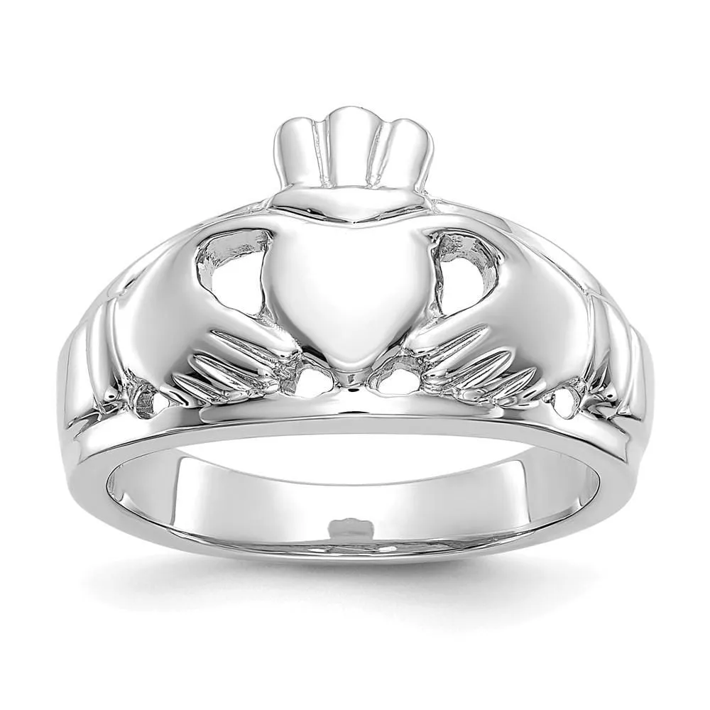 Ladies 14kt white gold claddagh ring