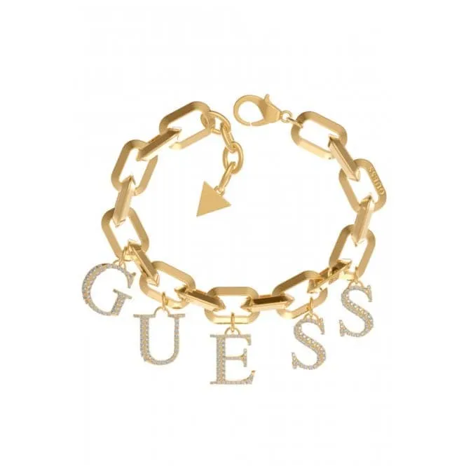 Ladies Gold Plated Bold Logo Bracelet