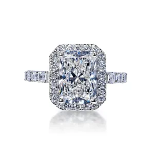 Lenore 6 Carat H SI2 Lab Grown Radiant Cut Diamond Engagement Ring in 18k White Gold