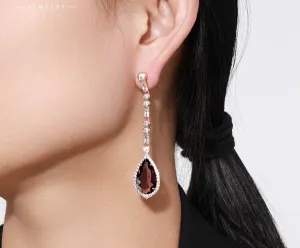 Light luxury and high-end earrings, retro and elegant temperament, inlaid with artificial gemstones, drop-shaped earrings