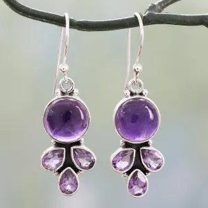 Lilac Color Amethyst Silver Dangle Earrings