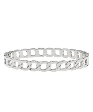 Linked Bold Chain Bangle Bracelet - Silver