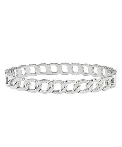 Linked Bold Chain Bangle Bracelet - Silver