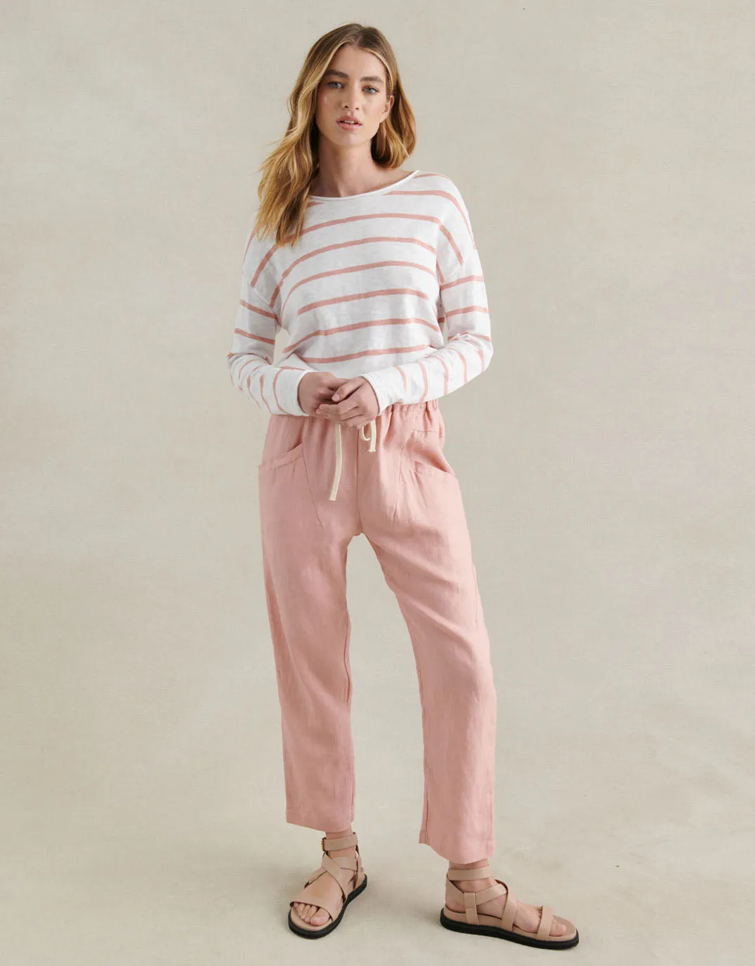 Luxe Linen Pants - Peach