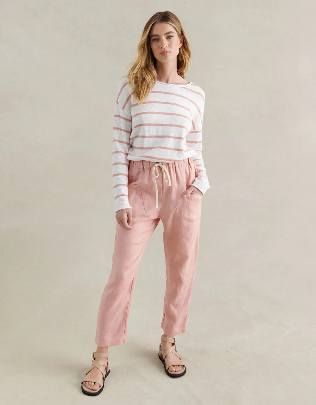 Luxe Linen Pants - Peach