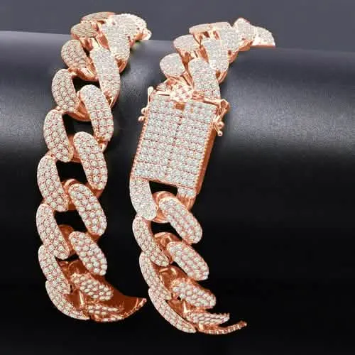 Luxury Tri-Color 12MM Cuban Chain with AAA Grade Cubic Zirconia