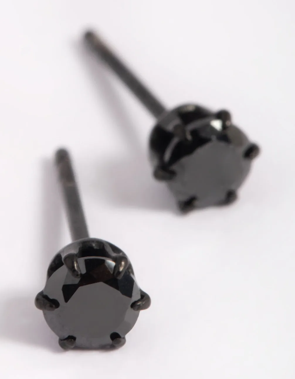 Matte Black Surgical Steel Diamante Stud Earrings