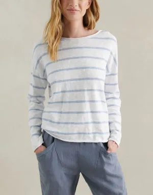 Minnie Top - White/Blue Stripe