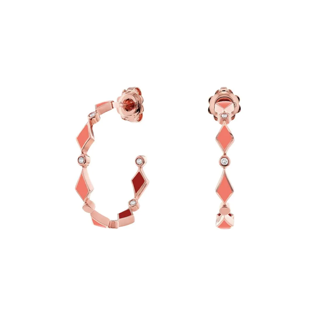 MOSAIC SINGLE HOOPS EARRINGS ROSE GOLD