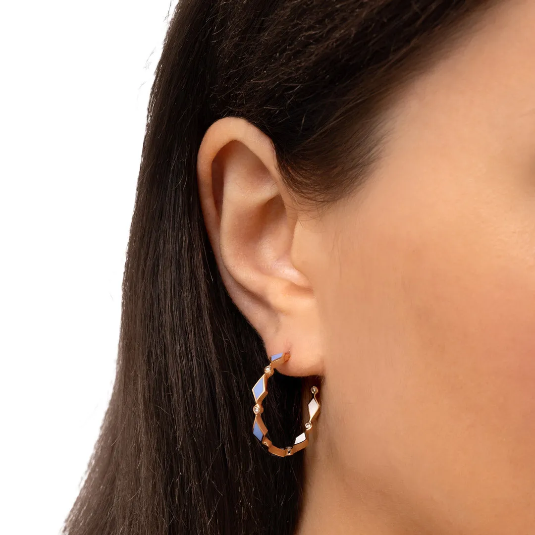 MOSAIC SINGLE HOOPS EARRINGS ROSE GOLD