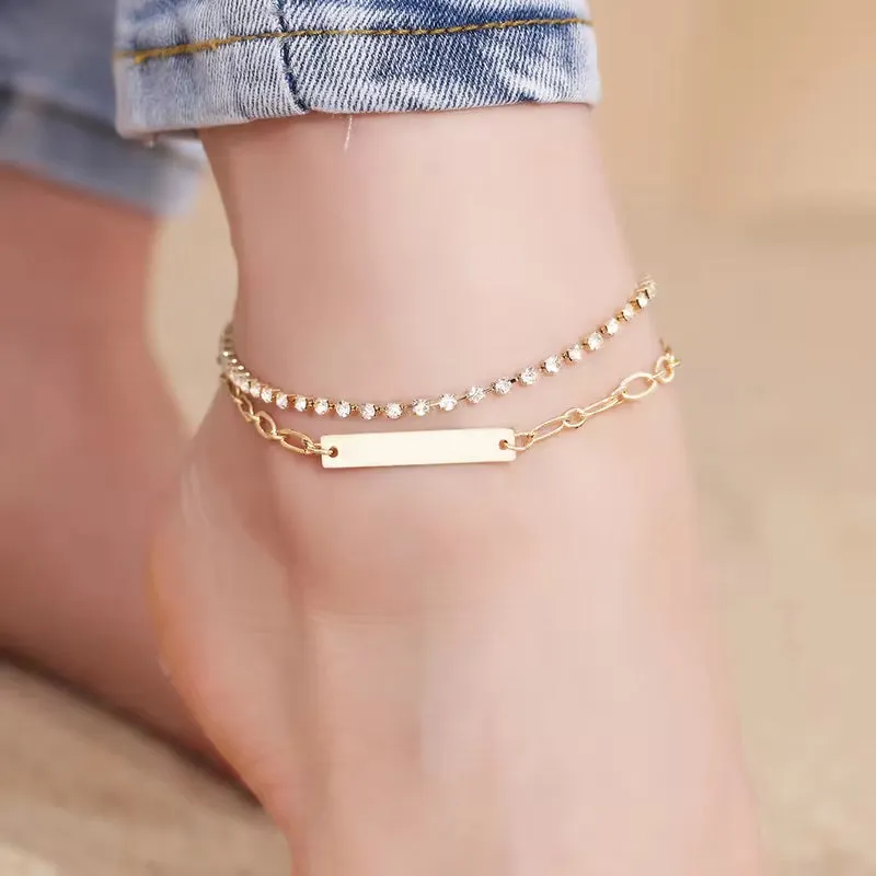 Multi Layered Gold Shell Pendant Chains Ankle