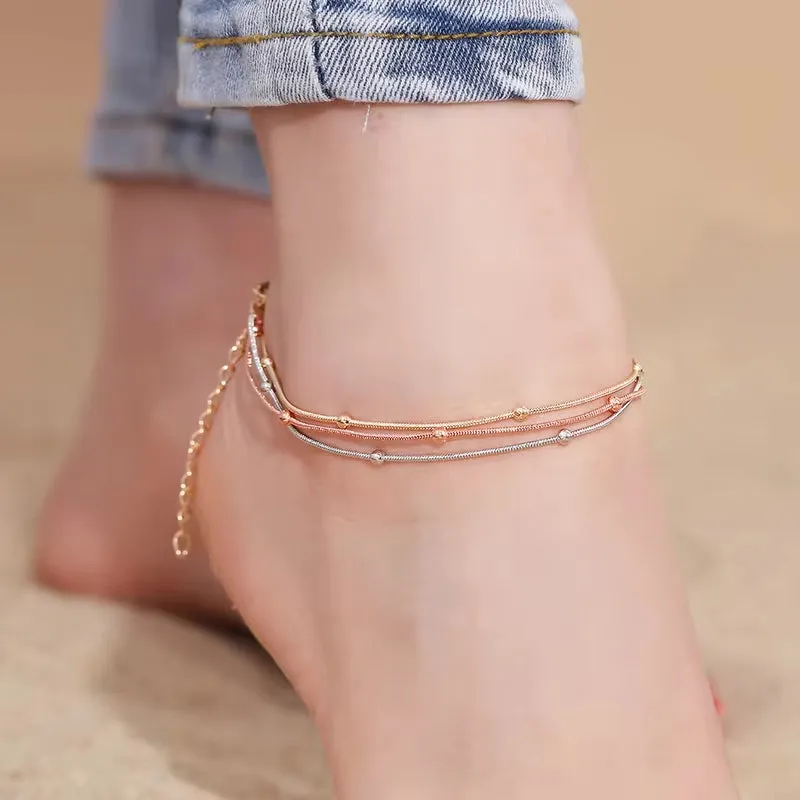 Multi Layered Gold Shell Pendant Chains Ankle