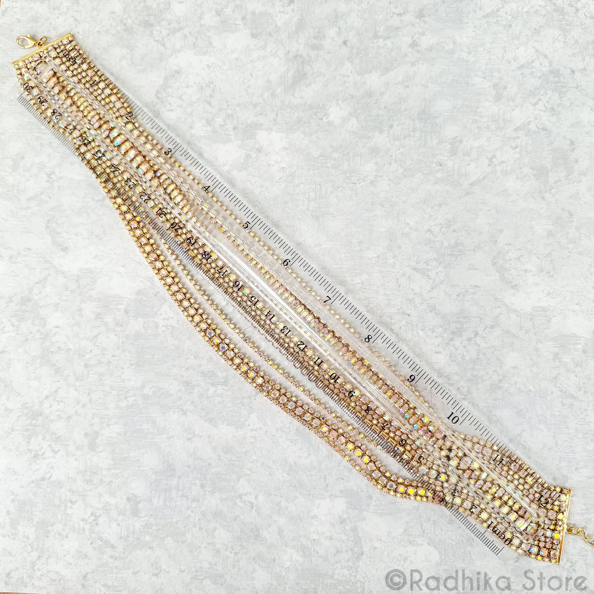 Multi Strand Opalescent Golden Necklace