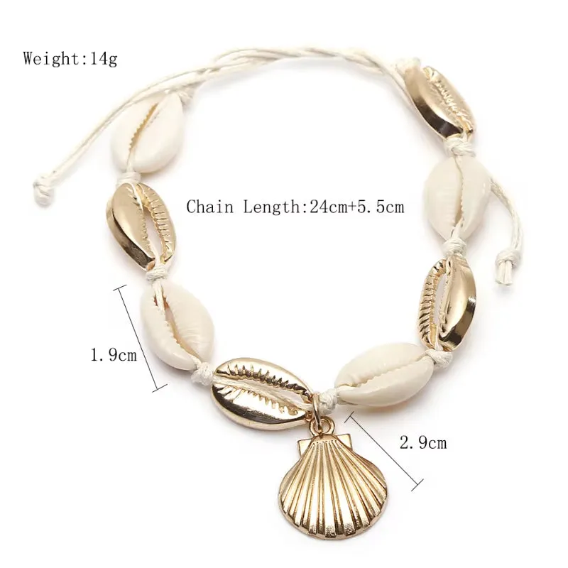 Natural Shell Conch Rope Anklets For Women