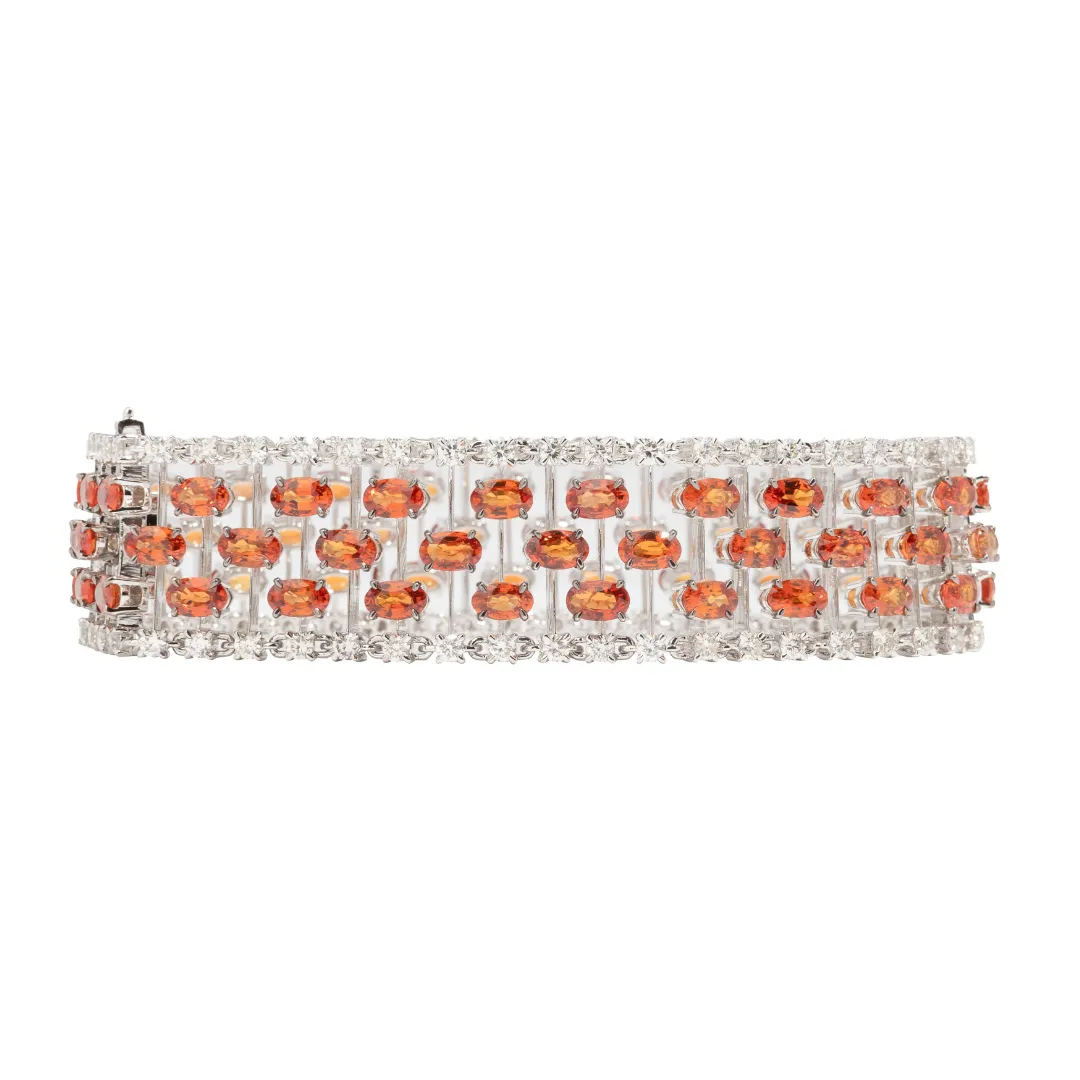 Orange Sapphire & Diamond Bold Brava Bracelet