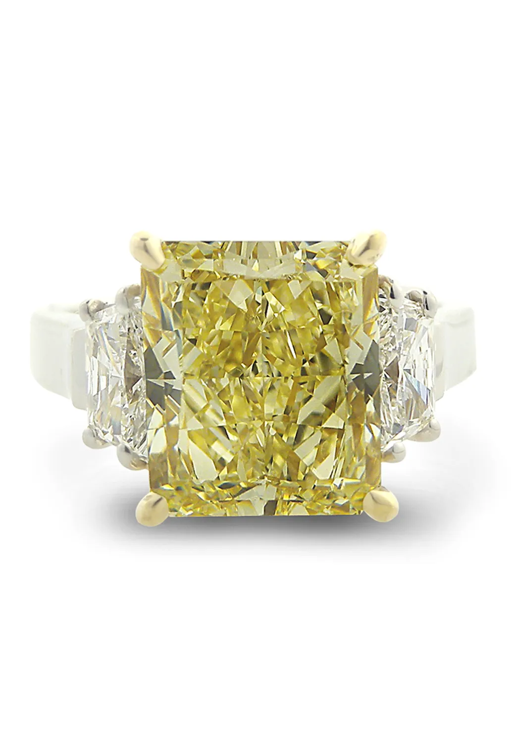 Oster Collection Platinum Trapezoid & Radiant Cut Yellow Diamond Ring