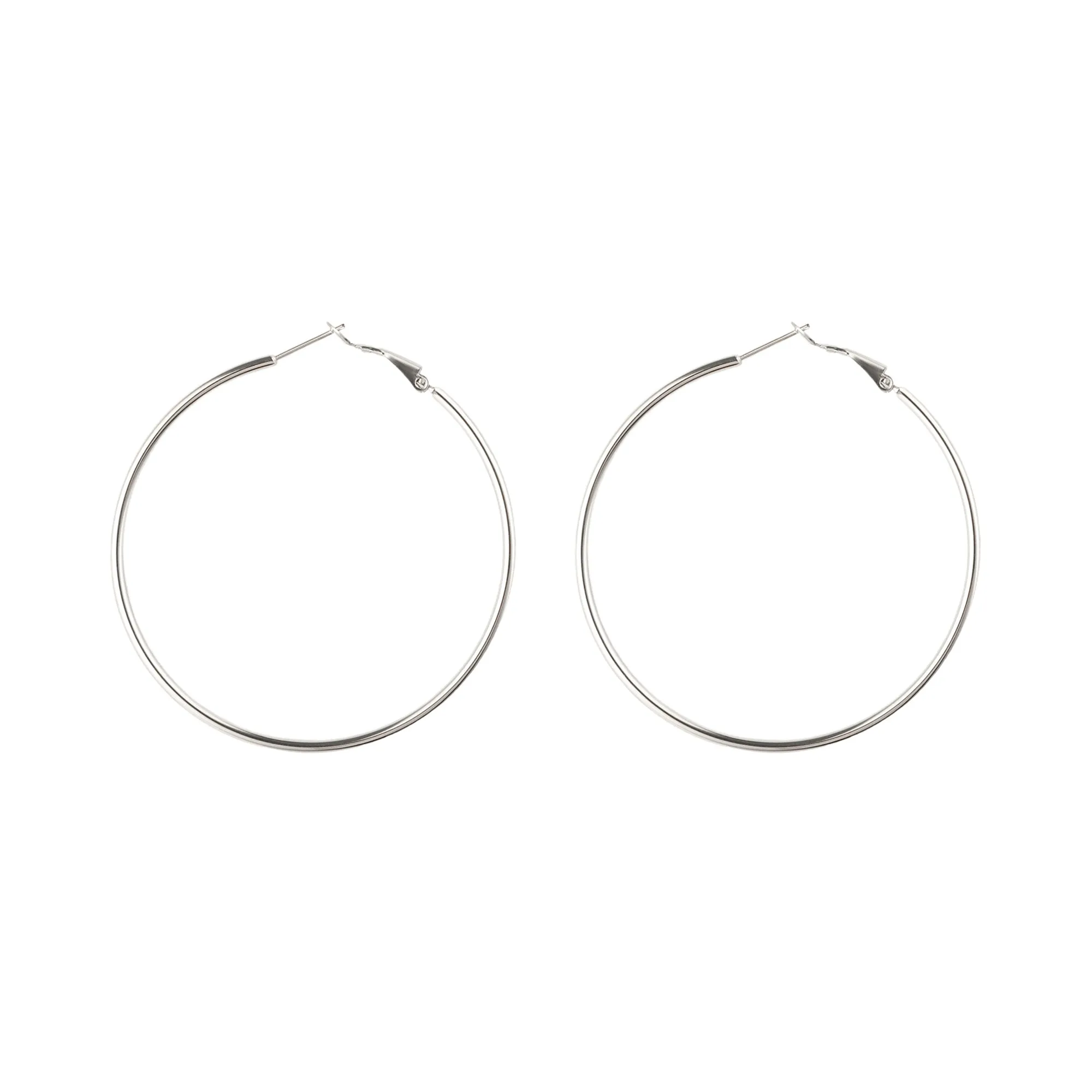 Oversized Thin Hoop Earrings in Silver