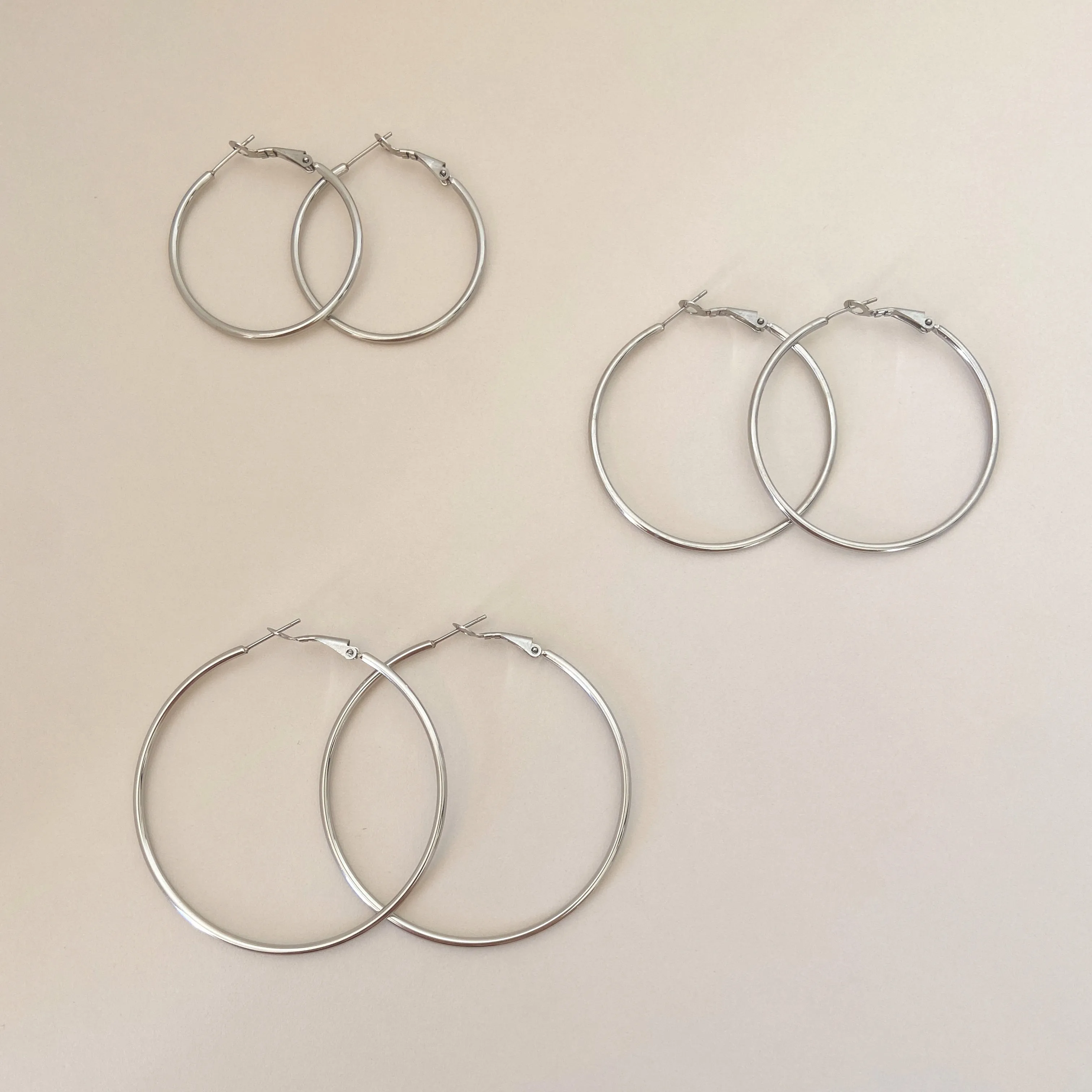 Oversized Thin Hoop Earrings in Silver