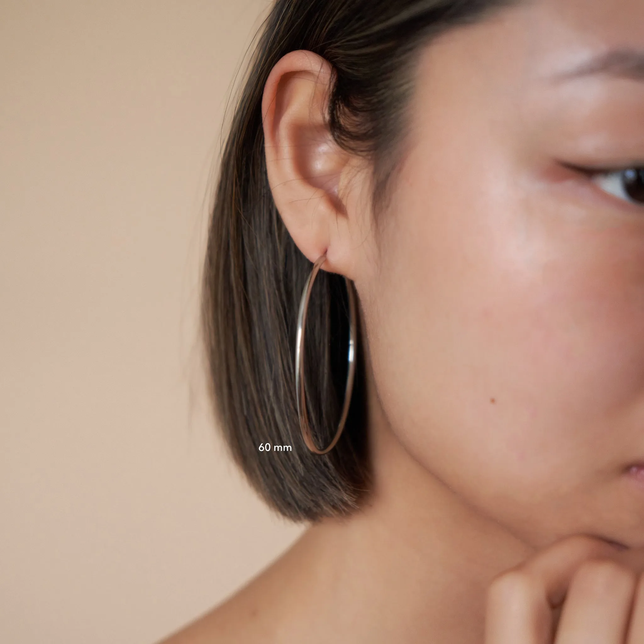 Oversized Thin Hoop Earrings in Silver