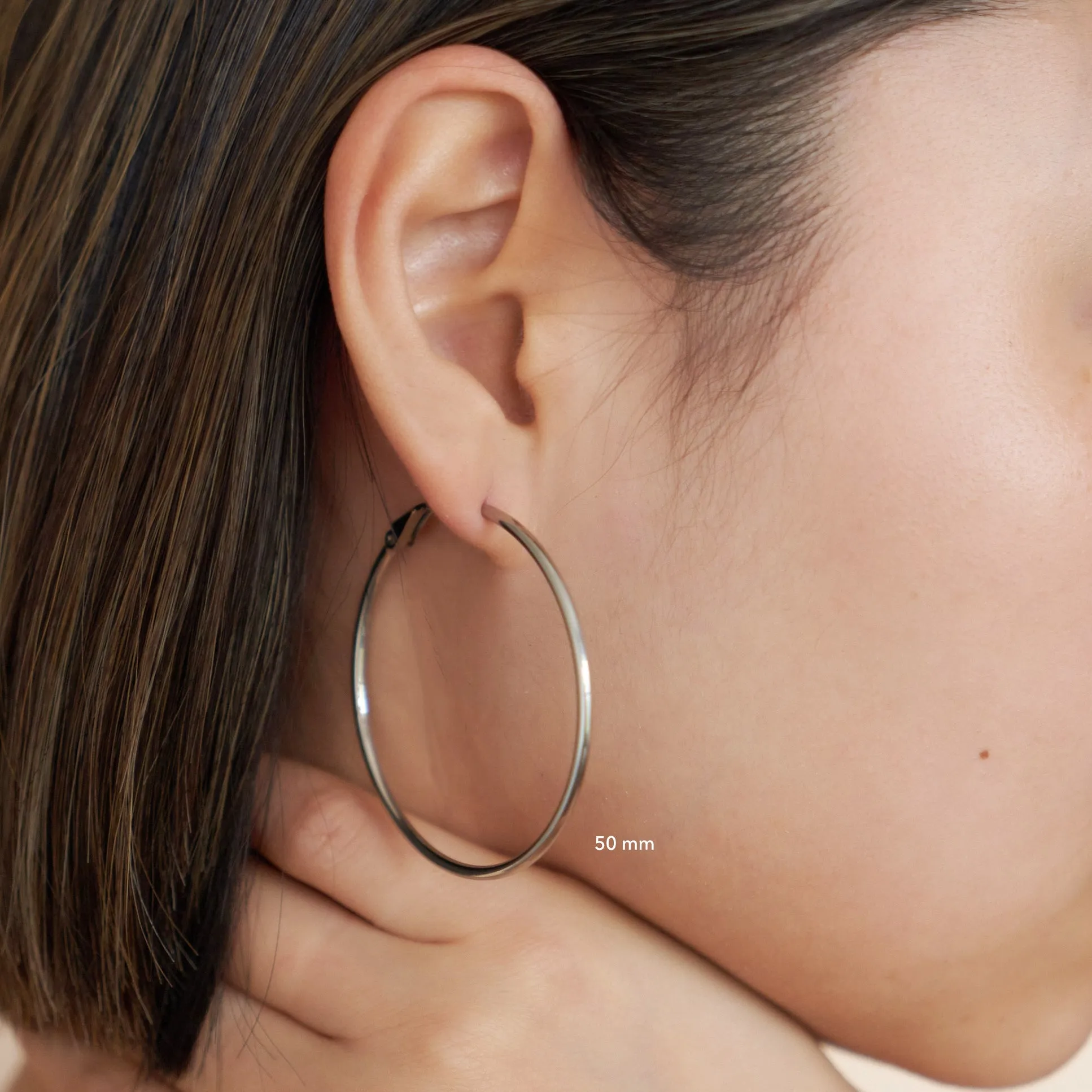 Oversized Thin Hoop Earrings in Silver