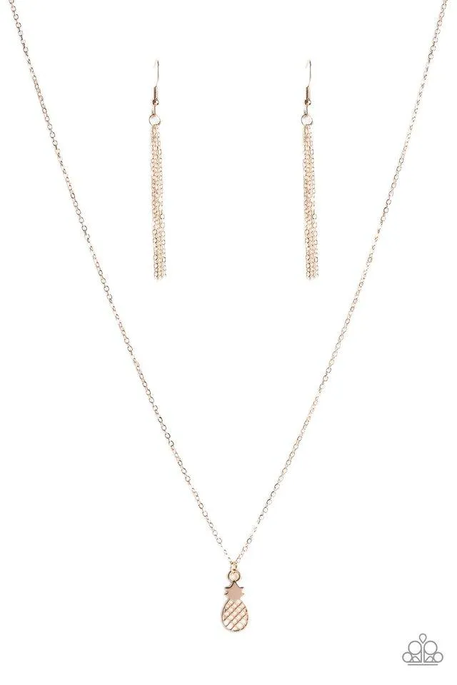 Paparazzi Necklace ~ A PINEAPPLE a Day - Rose Gold