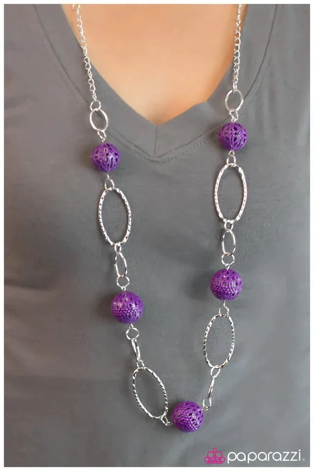 Paparazzi Necklace ~ Having A Ball - Purple