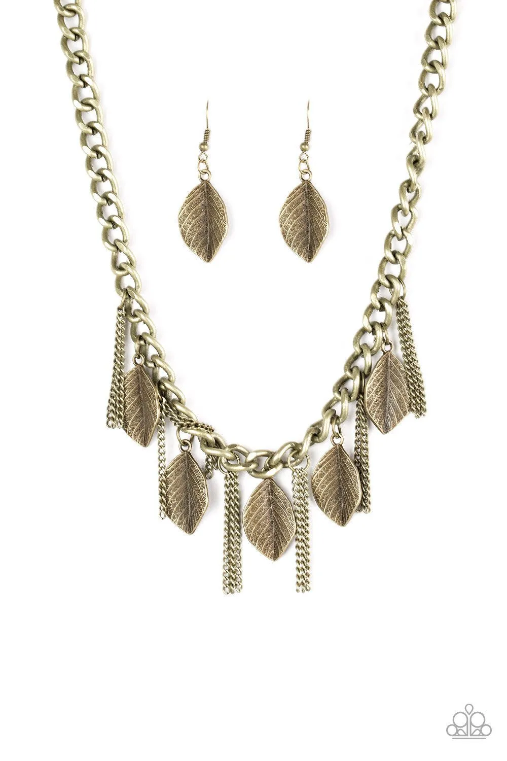 Paparazzi Necklace ~ Serenely Sequoia - Brass