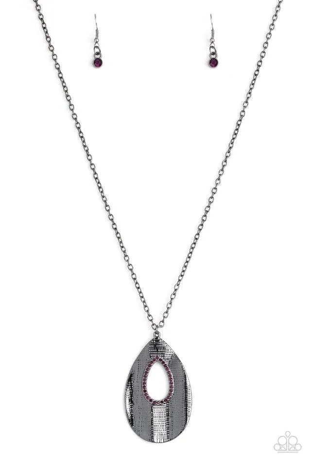 Paparazzi Necklace ~ Stop, TEARDROP, and Roll - Purple